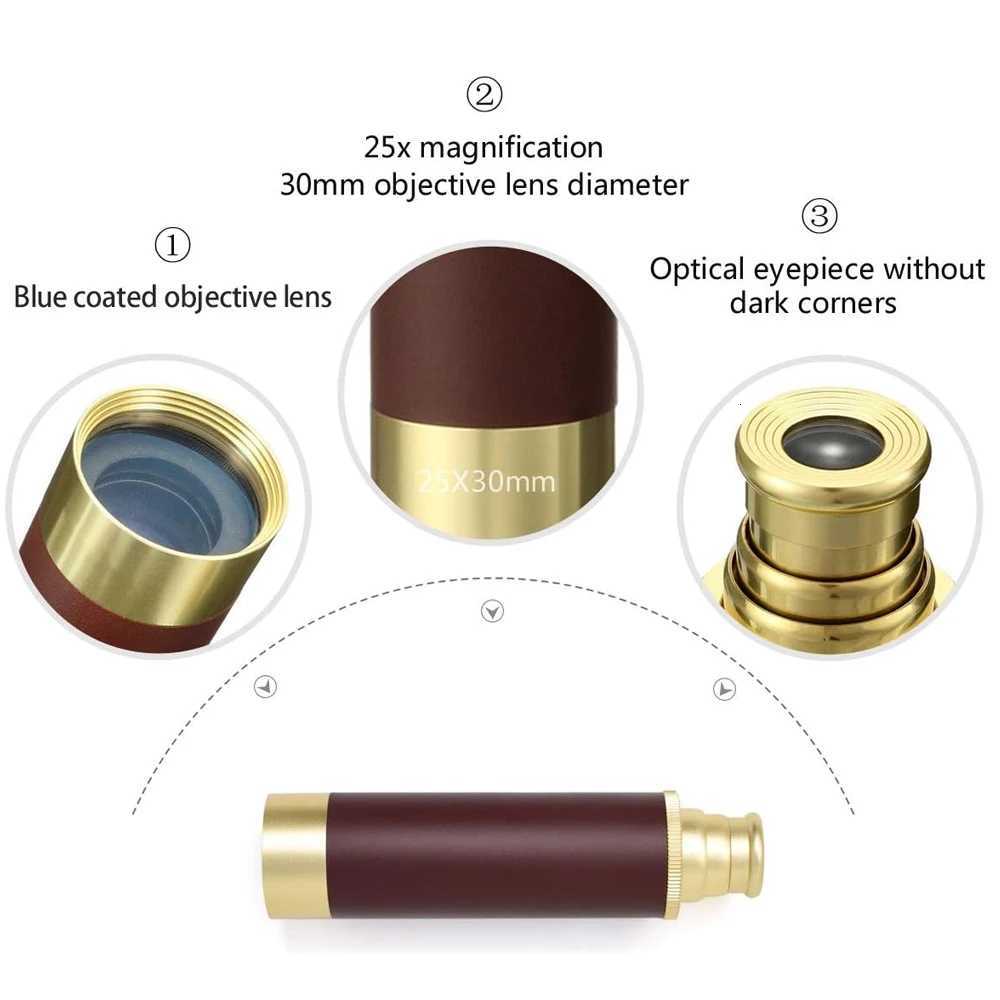 Monocar Handheld Binocar Telescopic Brass 25x30 Zo Portable Pirate Bino Cruising Travel Hiking Hunting C251208