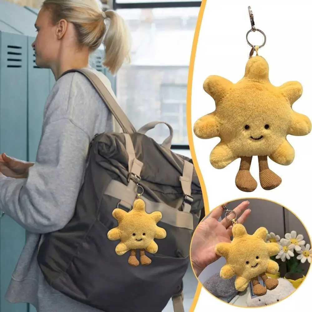 Fashion Cartoon Sun Bag Charm Soft Cute Sunflower Keychain Portable Plush Toy KeychainXJ251208