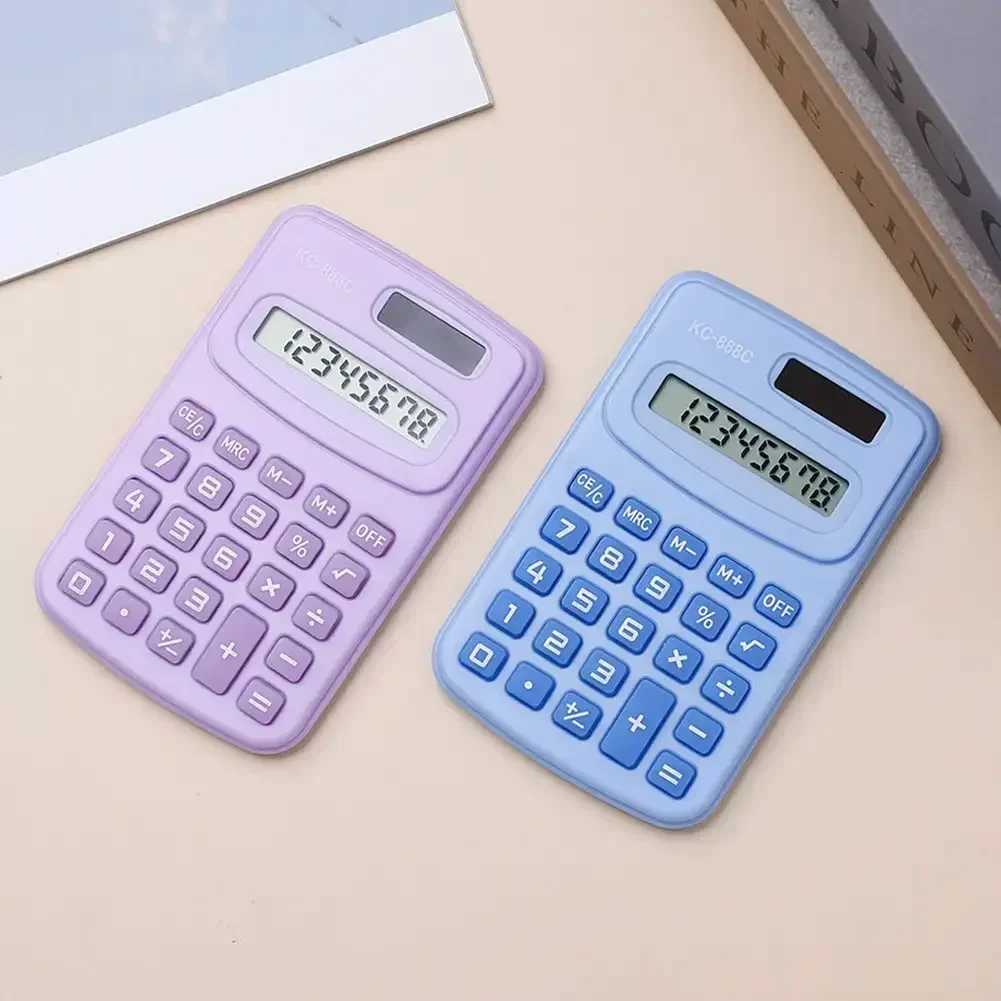 Small Solar Calcator Portable Calcator Cute 8 Digits LCD Electronic He Off Calcator for Kid Primary School Calcator H251208