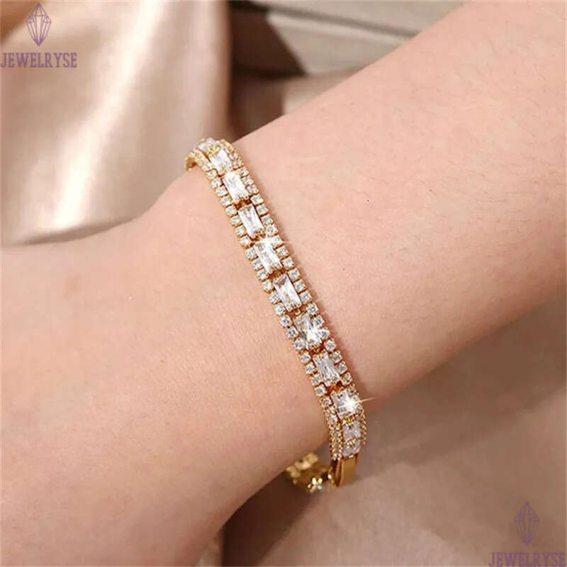 colorful three rows CZ diamond tennis bracelet designer rose gold for woman round iced out chain bracelets AAA zirconia silver chains bangles womens p