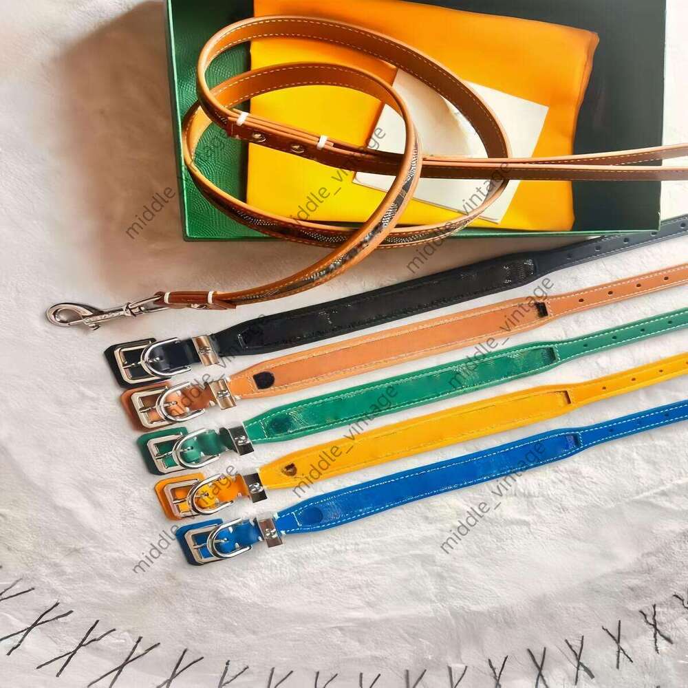 Designer Dog Collar With Classic Letter Pattern Design, Trendy Brand Dog Harness And Leash,genuine Leather Pet Collars Available In Various Colors
