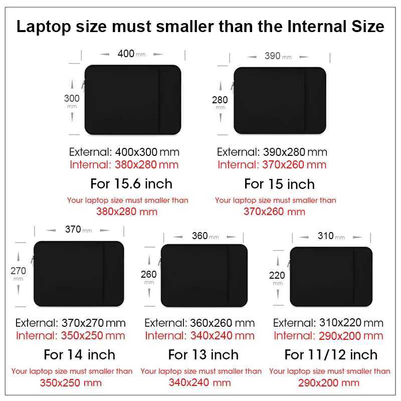 Laptop Bag Sleeve Case Cover Soft Notebook Pouch For Macbook Air Pro Huawei Xiaomi Lenovo HP Dell Asus 11 12 13 14 15 156 inchT251208