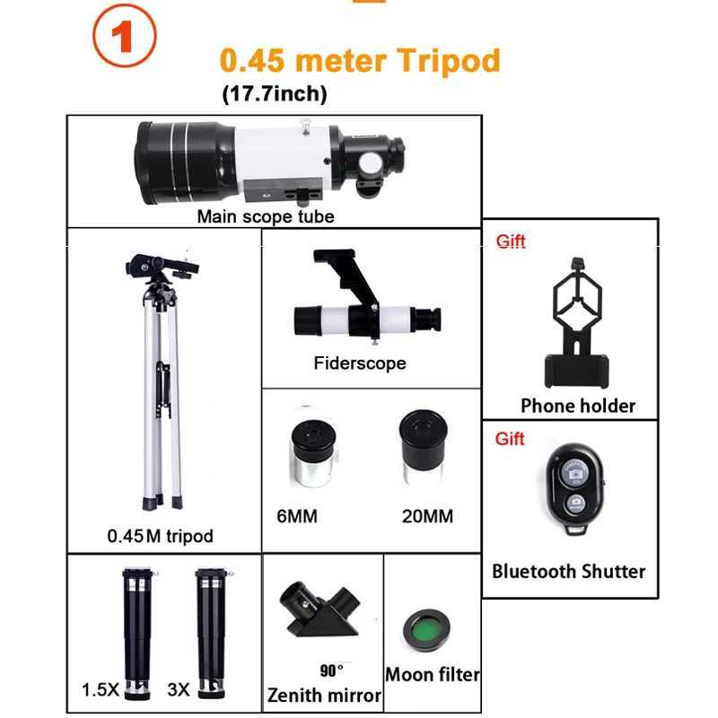 Professional Astronical Telescope F30070 Monocar 150 Times Zo HD Night Vision View Moon Star AZM70300 Stargazing C2512085