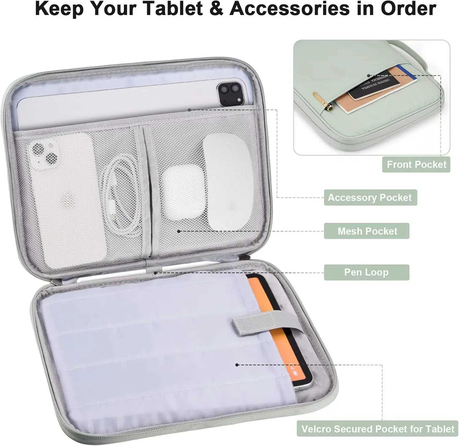 129-13 Inch Tablet Sleeve Case with Handle Protective Travel Bag for iPad Pro M4 iPad Air 13-inch M3/M2 Waterproof Cases BagT251208