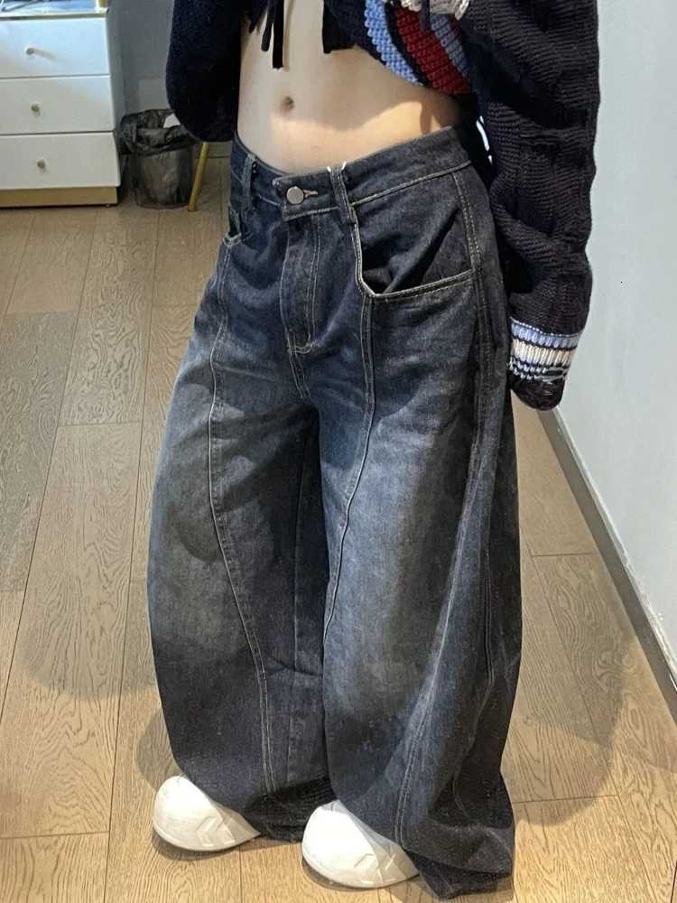 HOUZHOU Vintage Gothic Jeans Women Y2k Harajuku Oversized Letter Wide Leg Denim Trousers Grunge Hip Hop Punk Baggy Jeans StreetT251208