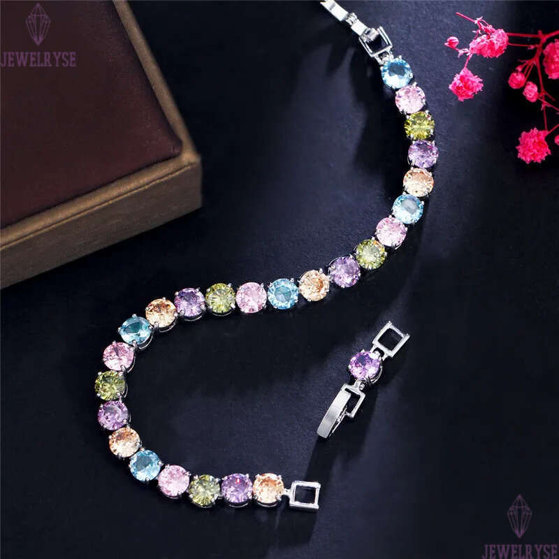 fashion diamond tennis bracelet designer for woman party colorful AAA cubic zirconia copper love silver womens bracelets luxury jewelry friend gift