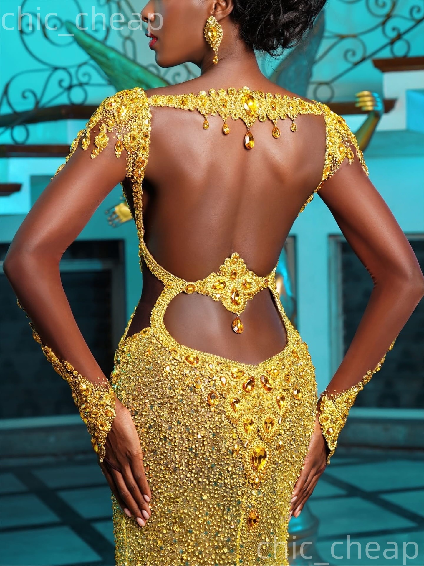 Aso Ebi Gold Mermaid Prom Dresses 2026 Crystals Sequined Backless Evening Formal Party Second Birthday Engagement Gowns Plus Size Dress For Special Oc