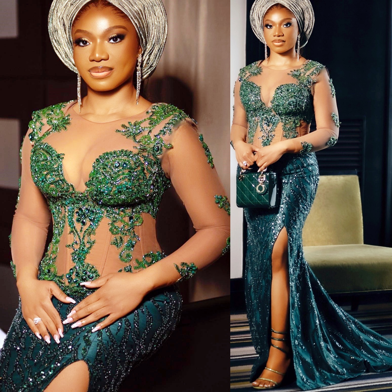 Aso Ebi Dark Green Mermaid Prom Dresses 2026 Beaded Crystals Appliques Evening Formal Party Second Birthday Engagement Gowns Plus Size Dress For Speci