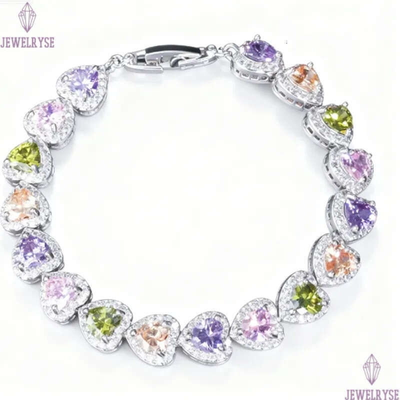 top multicolor heart diamond tennis bracelet designer for woman love wedding bracelets chain red AAA CZ chains bangles womens luxury jewelry valentine
