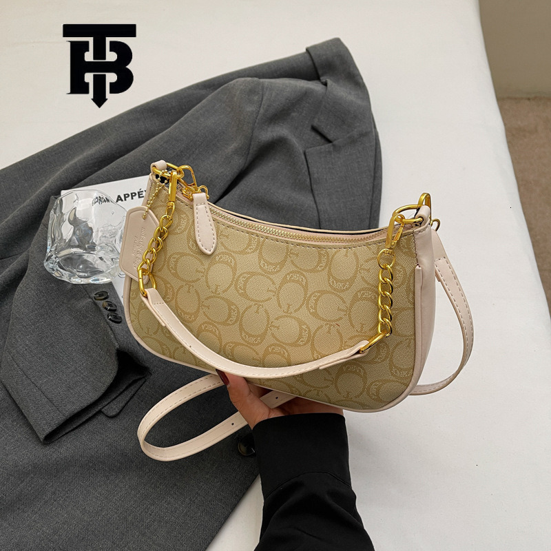TB BHULAMTE Luxury Brand Designer Bag High-end Luxury Printed Single-shoulder Underarm Women's Bag Summer Quilted Chain Handbag Retro Fashion Cro