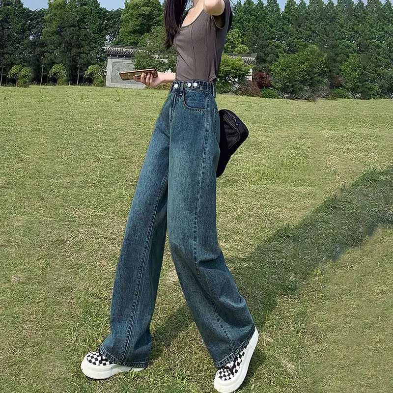 High Waist Wide-leg Jeans for Women in 2025 Straight Loose New Summer Thin Style to Make Them Look SlimT251208