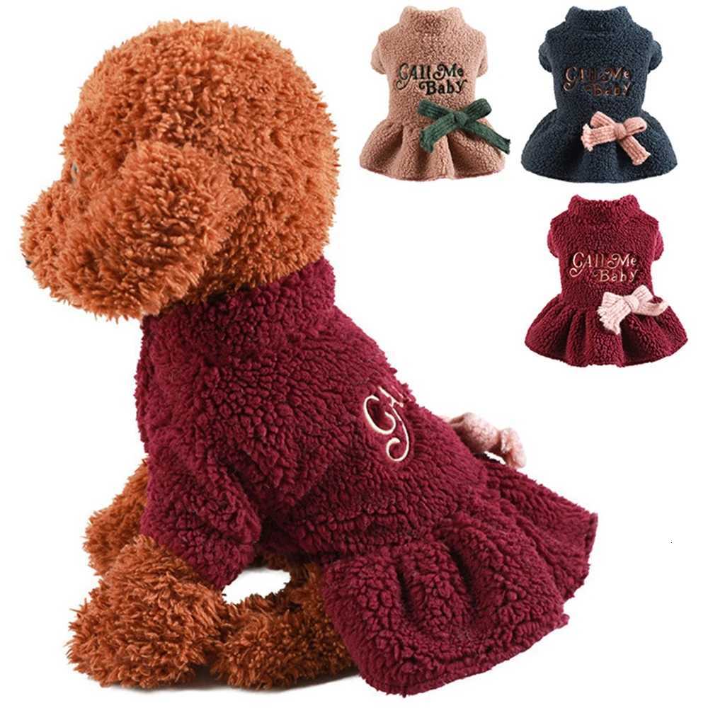 Pet Dog Clothes Winter Thicken Princess Skirt Bowknot Dress For Small Puppy Dog Cat Chihuahua Yorkie Pet Apparel M251208
