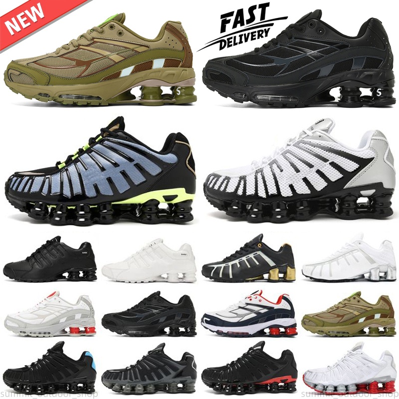 Designer Shox TL Running Shoes Black white Metallic Hematite Sunrise Light Army Khaki Ironstone Platinum Volt Fire Red fashion men women sports sneakers trainers