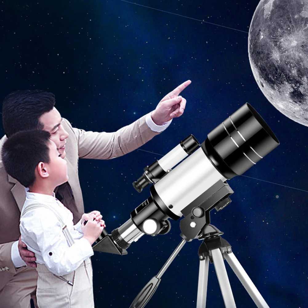 Travel Telescope 300mm Portable Telescope 70mm Aperture Refractor Professional Travel Telescope 15X-150X for Astrony Beginners C251208