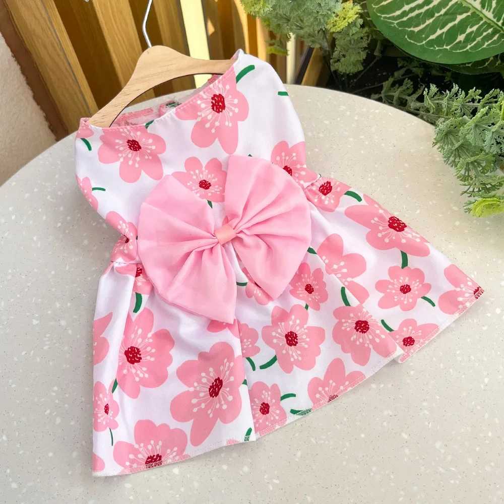Dog Princess Dress Summer Kitten Pet Skirt Cute Printed Bow Lace Dog Dresses for Small Medium Puppies Poodle Chihuahua Apparel M251208