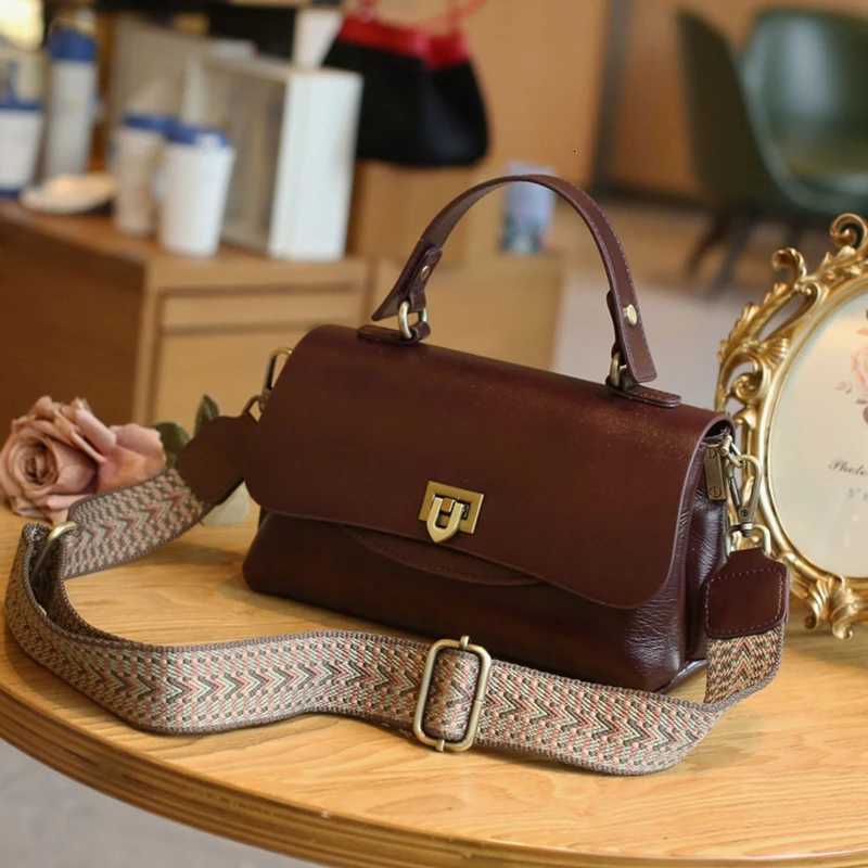 Hifi Vintage Genuine Leather Handbags For Wen 2025 Luxury Designer Sahel Tote Wide Strap Ladies Shoder Crossbody Bags Y251208