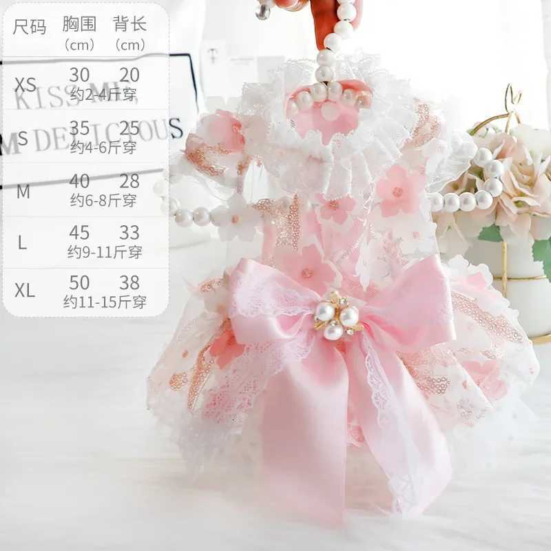 Spring Summer Thin Style Pet Cat Dog Flower Dress Princess Wedding Gown Design Handmade Dress For Teddy Dogs M251208