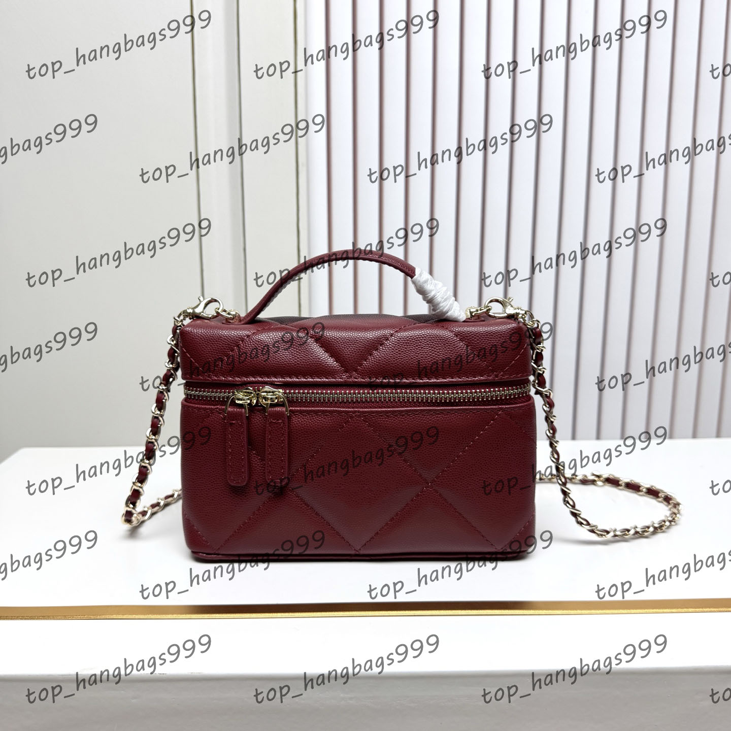 25A Caviar Leather Lunch Box Makeup Bag Designer Womens Shoulder Bag Gold/Silver Hardware Metal Buckle Matelasse Chain Hand Crossbody Bags Wallet Card Sacoche 19cm