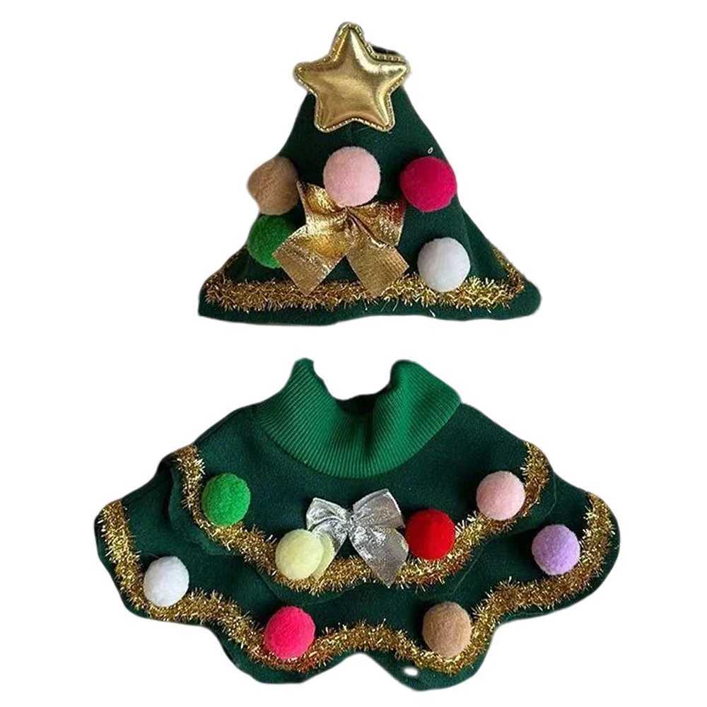 Cute Christmas Dog Cape Festive Pet Cloak Holiday Role-Play Outfit Christmas Tree Dog Dress Funny Holiday Pet Clothing M251208