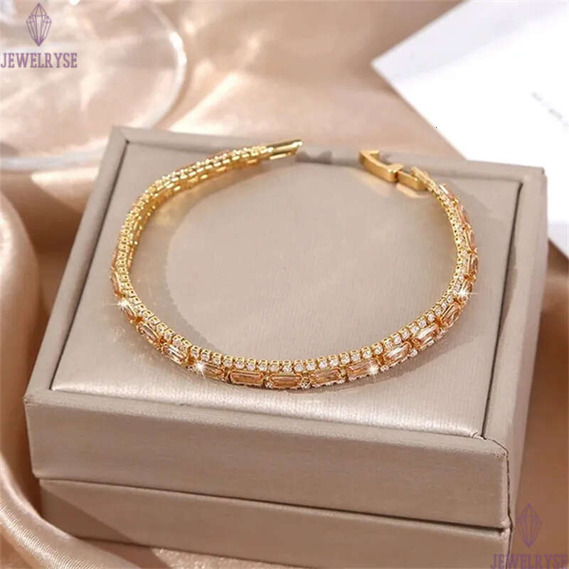 colorful three rows CZ diamond tennis bracelet designer rose gold for woman round iced out chain bracelets AAA zirconia silver chains bangles womens p