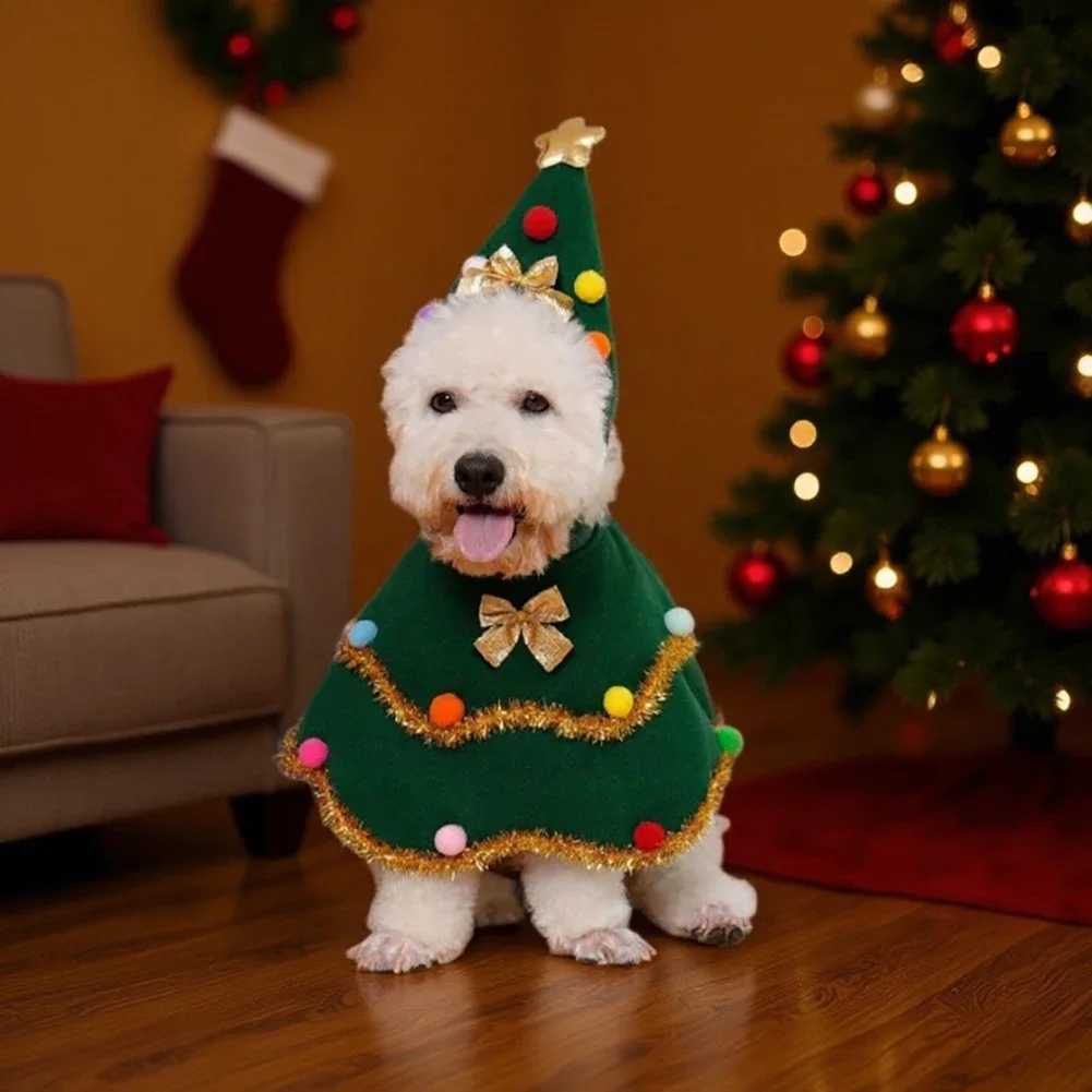 Cute Christmas Dog Cape Festive Pet Cloak Holiday Role-Play Outfit Christmas Tree Dog Dress Funny Holiday Pet Clothing M251208
