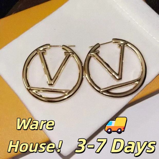 New Luxury big gold hoop earrings for lady women orrous girls ear studs set Designer Jewelry earring Valentine's Day Gift engagement U066#