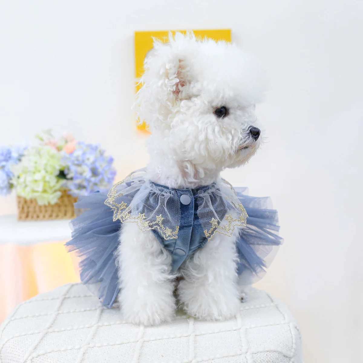 1PC Pet Clothing Spring and Autumn Blue Bow Royal Dress Suitable for Small and Medium sized Dogs M251208