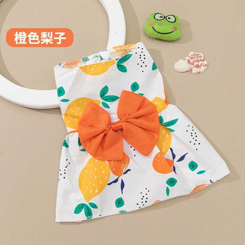 Pet clothing dress dog clothing dog print bow cartoon cute princess dress M251208