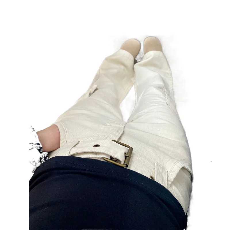 Off White Flared Womens Workwear Jeans 2025 Autumn Winter New American Retro Loose Wide Leg Slim Straight Casual PantsT251208