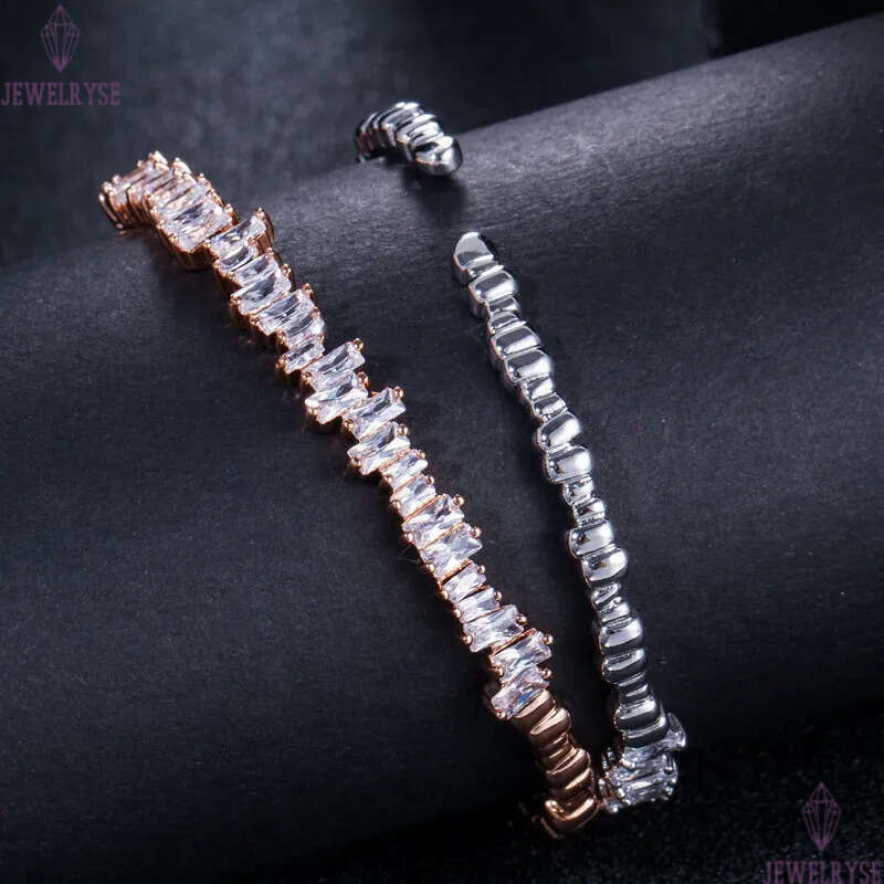 Cubic Zirconia Cuff designer Opening Adjustable bracelet Luxury Fashion Copper Rose Gold Silver Irregularity Bracelets jewelry For Women Friend Gift