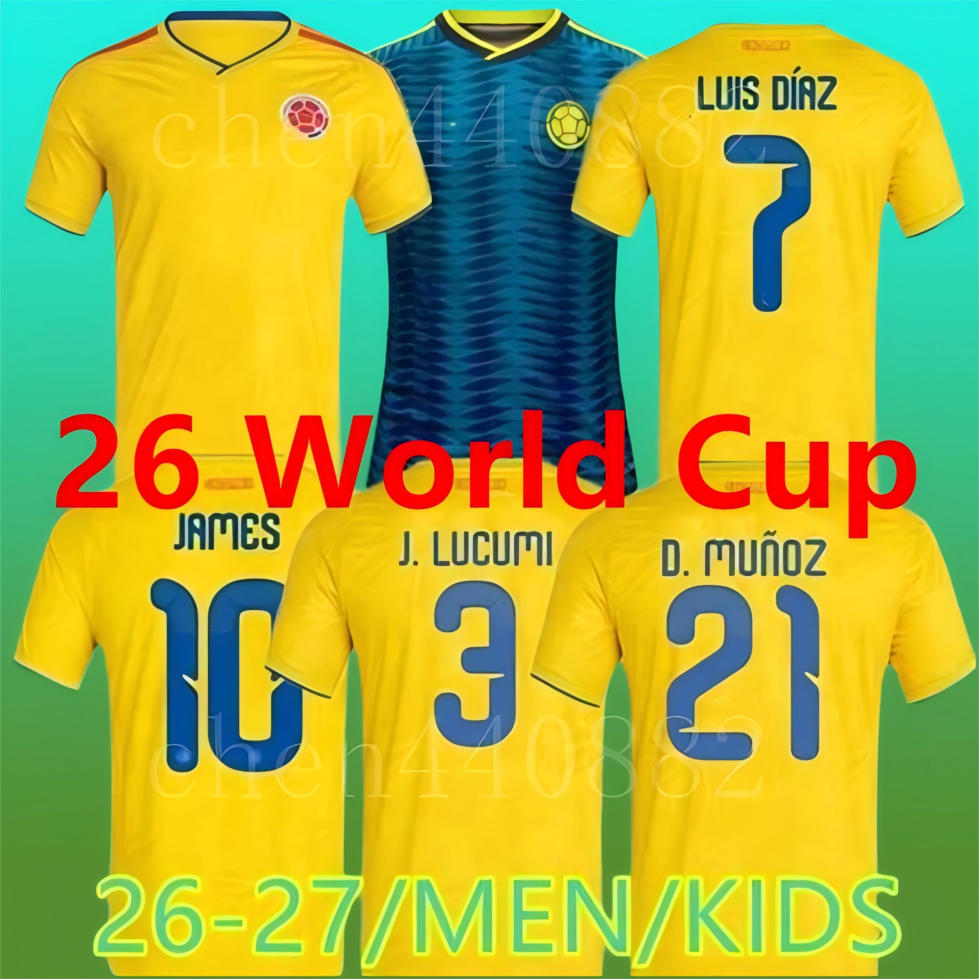 Colombia 2026 World Cup Home Centenary football jersey 100-years Anniversary 2024 2025 James LUIS DIAZ L.DIAZ J.LERMA Copa America Home Away Men Kids