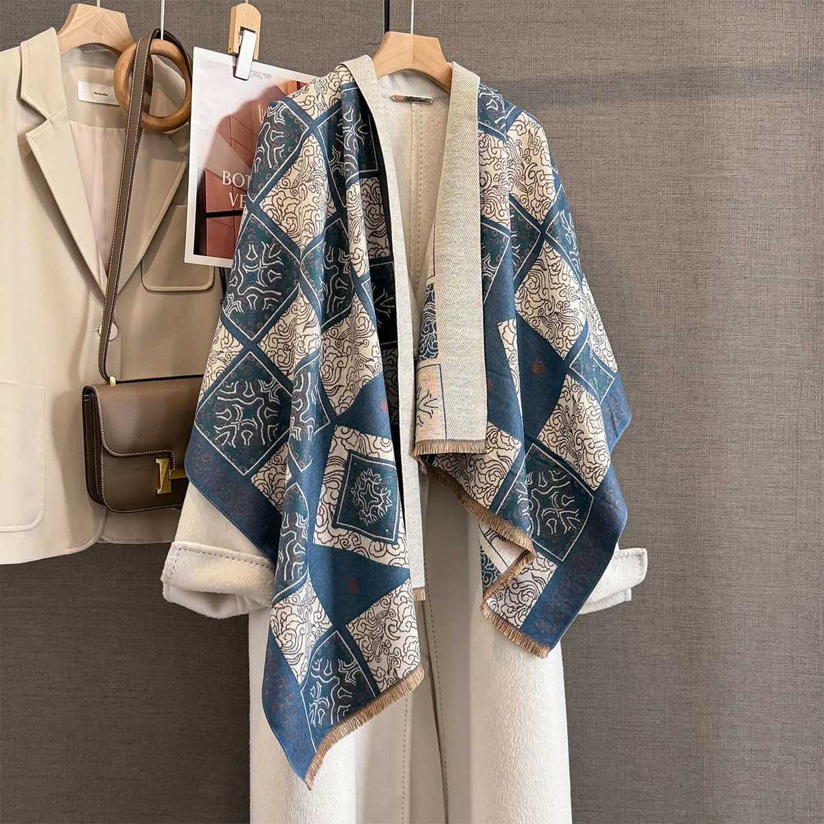 Luxury Thick Cashmere Blanket Women Scarf Warm Pashmina Shawl Winter Wraps Bufanda Print 2025 New Design Poncho Echarpe Female Bufandas Y251208