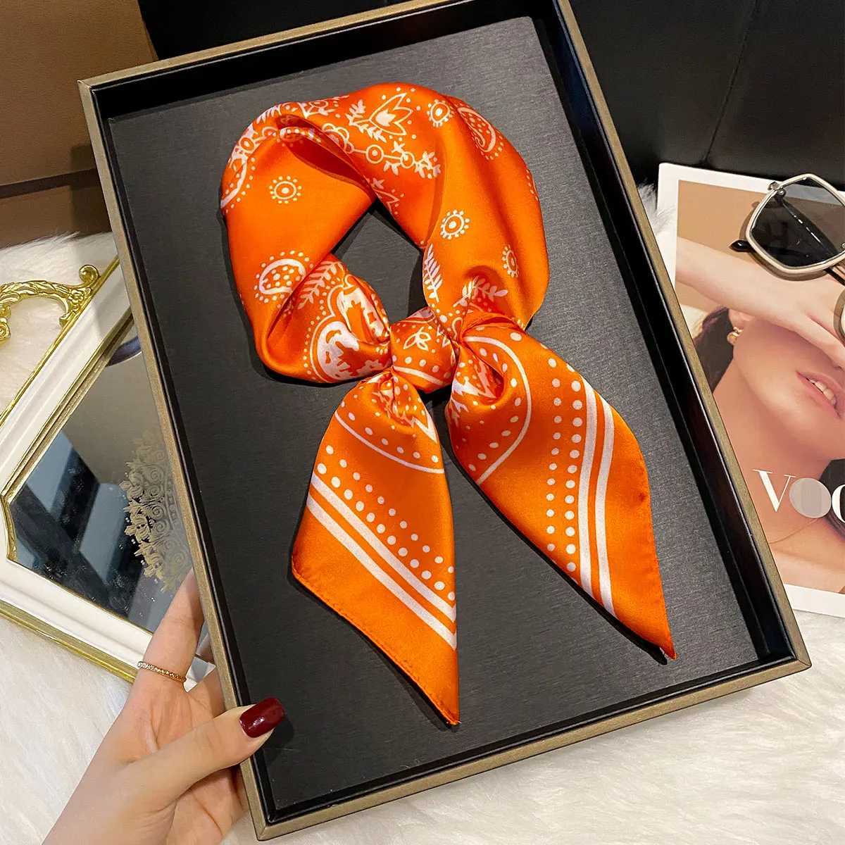 Luxury 70x70cm Women Scarf Silk Feeling Hair Neck Square Brand Office bandanna muffler Waiter Flight Attendants Handkerchief wrap Y251208