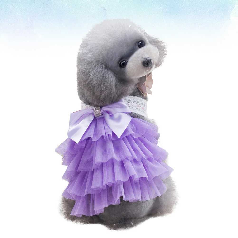 Charming Purple Xs Pet Dog Dress Multilayer Tutu with Lace Bowknot Stylish Comfortable Fit Perfect for Walking Jogging Photo M251208