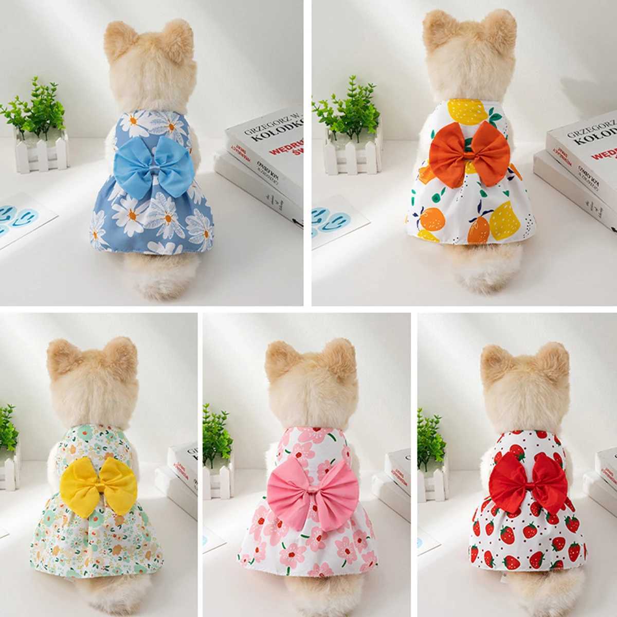 Small Dog Dress Summer Cooling Dog Clothes for Small Dog Clothing Cute Flower Cat Dress Bowknot Clothes for Pet Dress Cat Cloth M251208