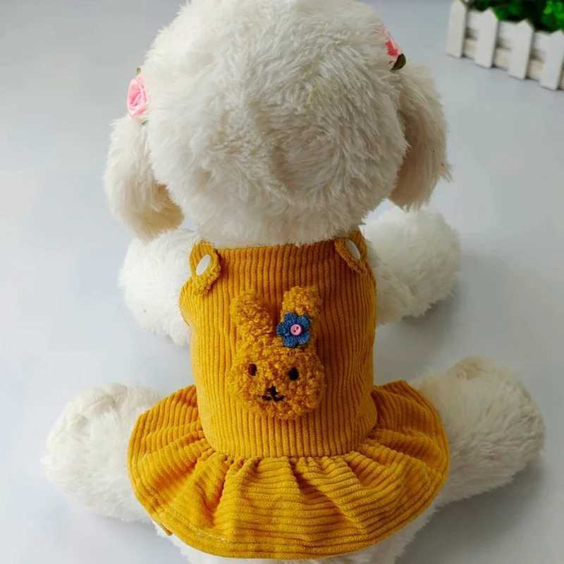 Pet Princess Skirt Corduroy Strap Dress Suspenders Tutu Skirt Pet Cats And Dogs Warm Clothes Sleeveless Cute Dog Base Clothes M251208