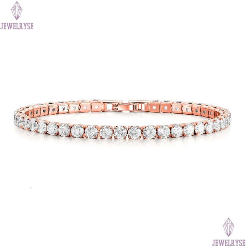 colorful 4mm diamond tennis bracelet designer rose gold for woman round iced out chain mens bracelets AAA zirconia silver chains bangles man womens je