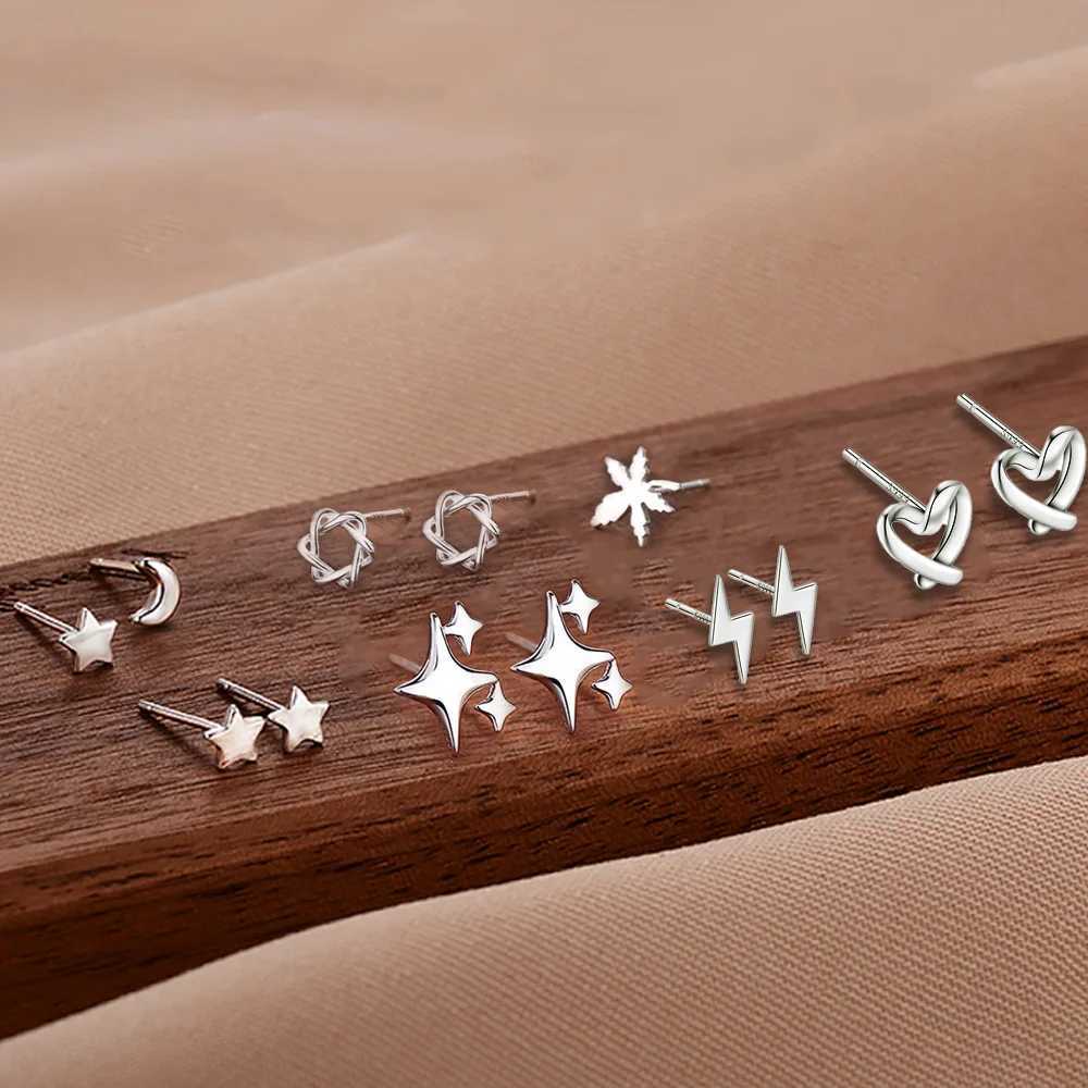 925 Sterling Silver Hypoallergenic Stud Earrings for Women Moon Star of David Maple Leaf Heart Lightning Earrings S999 Jewelry J251208