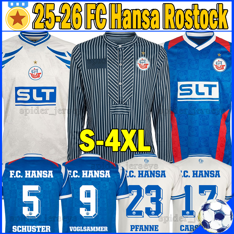 XXXL 4XL 25 26 FC Hansa Rostock Soccer Jerseys 60th anniversary Long sleeves SCHUSTER LEBEAU VOGLSAMMER Football Shirts 2025 2026 CARSTENS WALLNER Men Uniforms