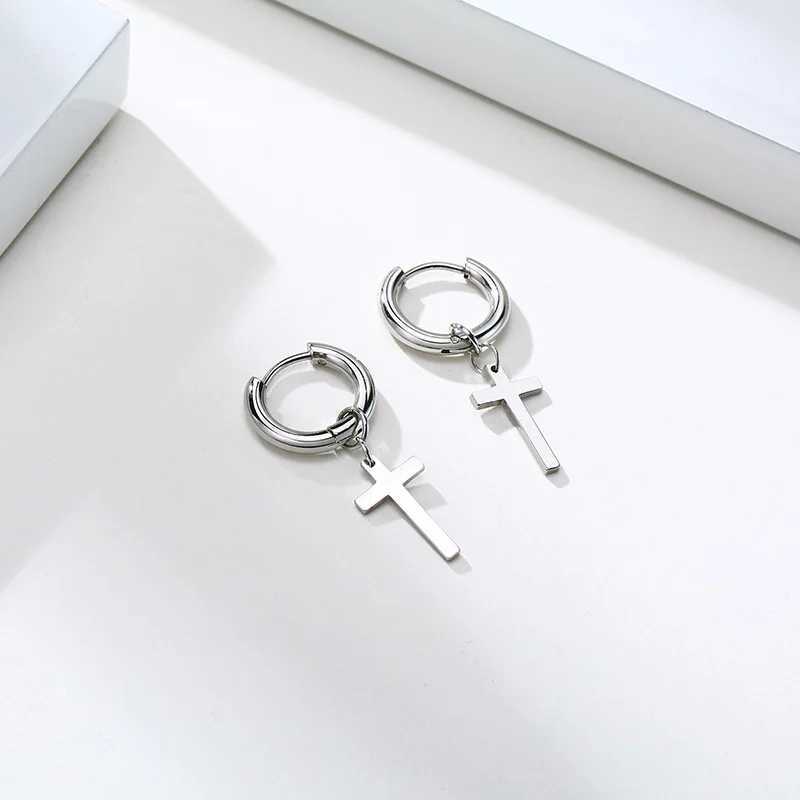Stainless Steel Earring with Cross Charm for Guys Mens Jewelry J251208