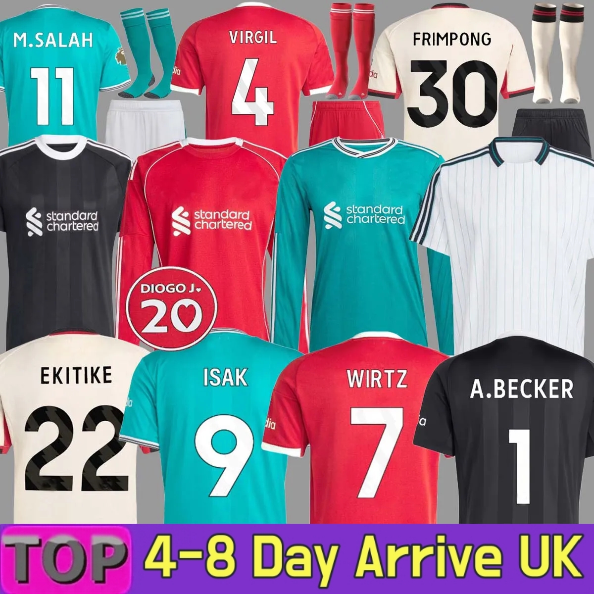 25 26 ISAK WIRTZ soccer jersey 2025 2026 EKITIKE MAC ALLISTER Long football shirt DIOGE JOTA goalkeep SZOBOSZLAI A.BECKER DIOGO J. men kids kit SALAH FRIMPONG Kerkez