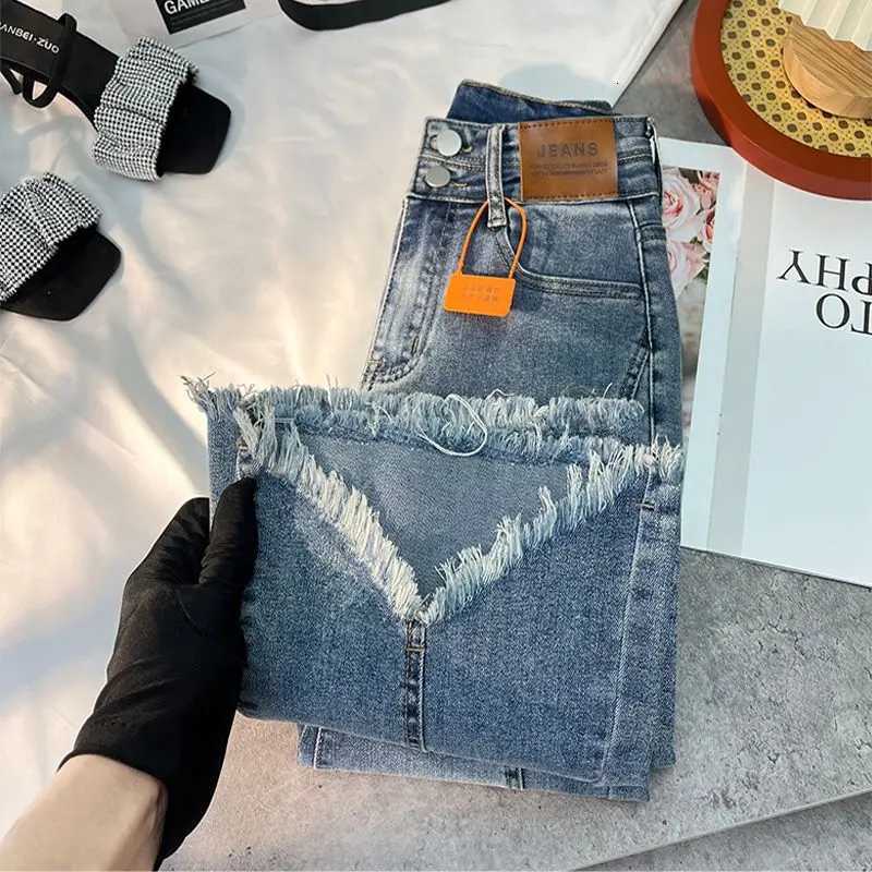 Women Autumn Y2K Slim Flared Denim Trouser Raw Edge Vintage Sexy Minimalist Pant Grunge High Waist Solid High Street Retro JeansT251208