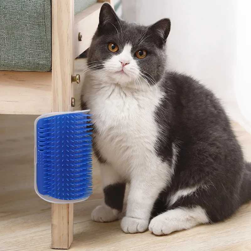 Cat Corner Brush Comb Massager for Cat Arch Plastic Scratcher Remove Hair Comb Grooming with Catnip Cat Self Cleaning Cat Supply M251208