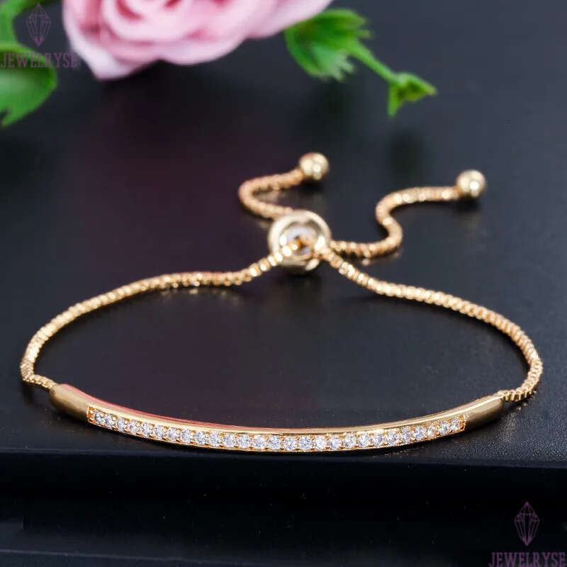 Charm Rose Gold designer Adjustable Womens Single Row bracelet 3AAA Cubic Zirconia Fashion Copper Bracelets jewelry For Women Party Valentines Day Gif