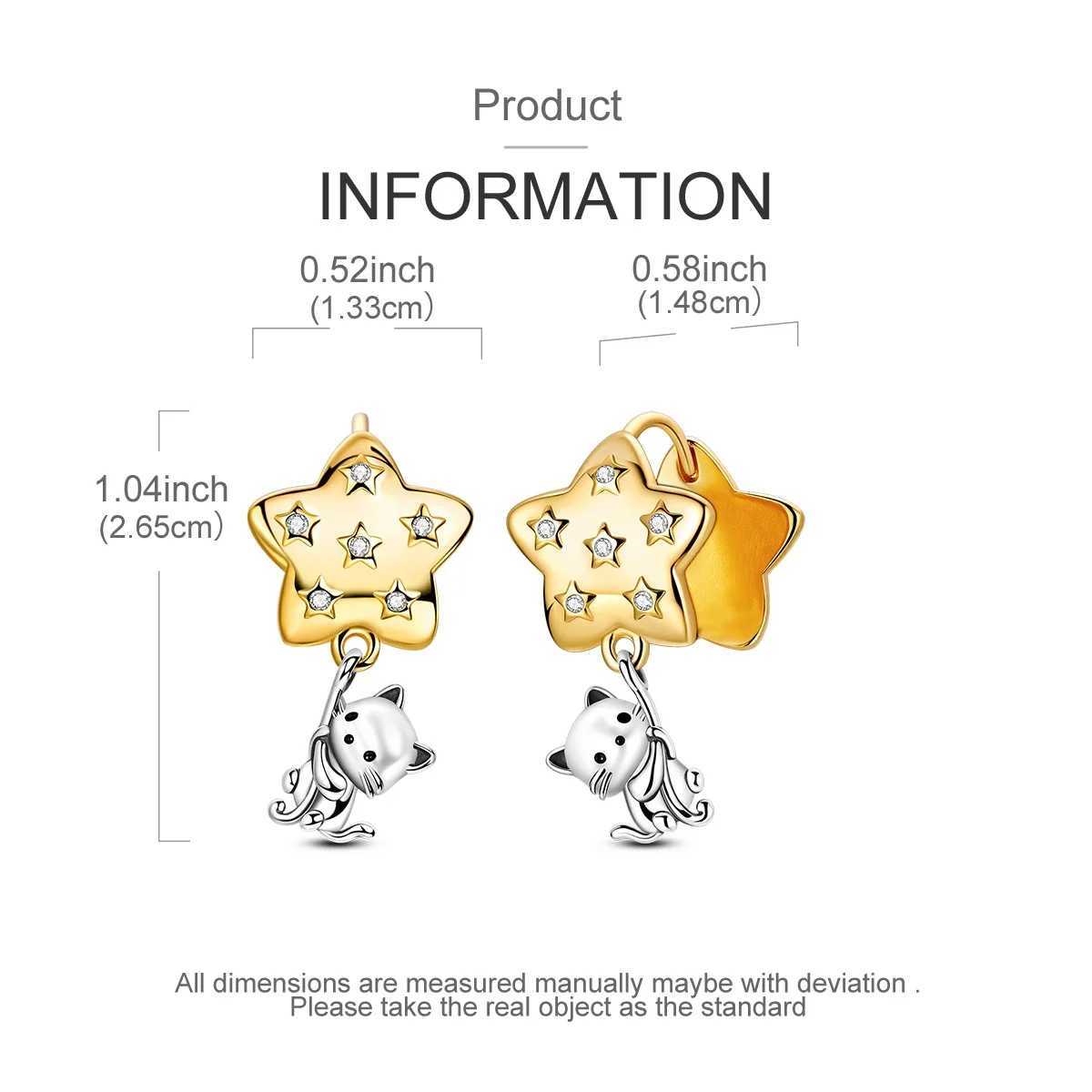New in 925 Sterling Silver Cat Picking Stars Stud Earrings for Women Girl Ear Studs Fine Jewelry Fashion Luxury Anniversary J251208