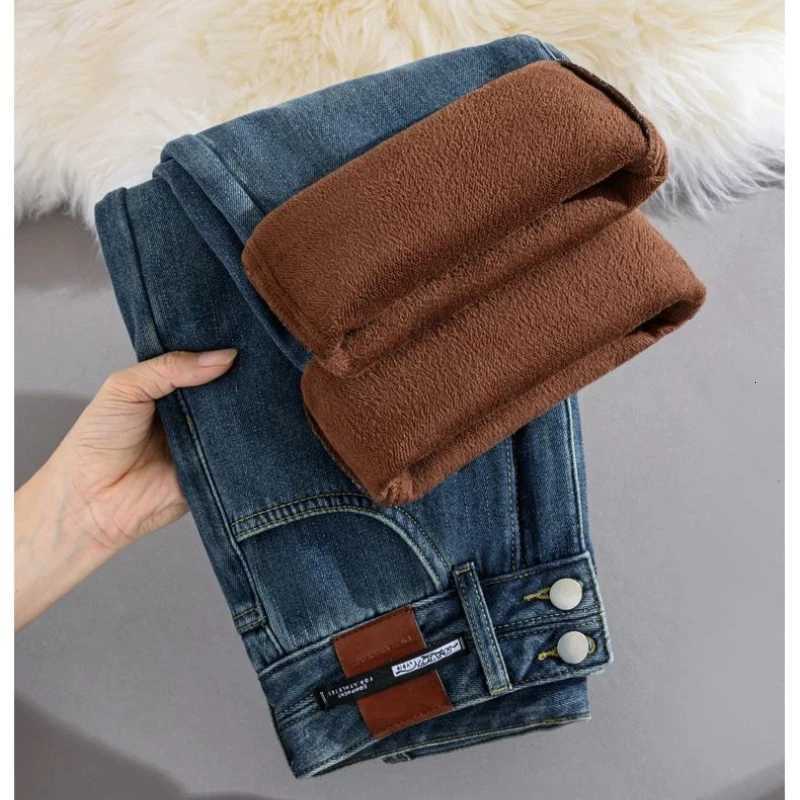 Jeans for Woman Y2k Pants 2025 Winter Wide Leg Trousers High Waist Loose Fit Stretch Comfort Retro Fashion Fleece Lined WarmT251208