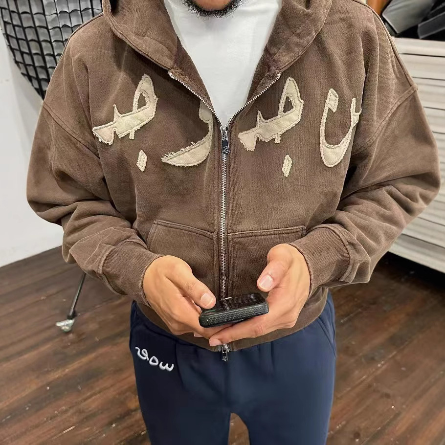 2025 Spring and Autumn Loose Oversized Printed Cardigan Zipper Unisex Sweatshirt Top 250420