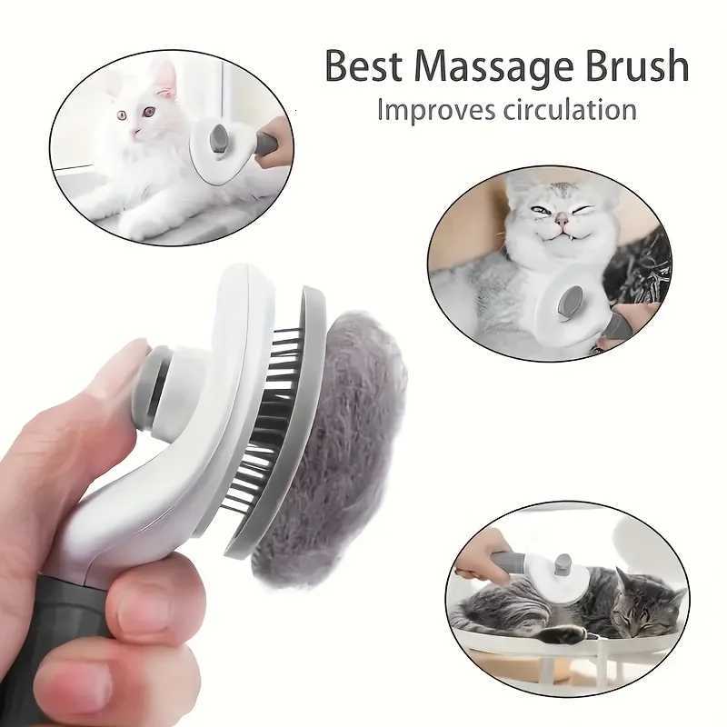 One-Click Pet Hair Removal Comb for Effortless Grooming of Dogs and Cats - Float Hair Removal Slicker Brush with Automatic Funct M251208 - view 6