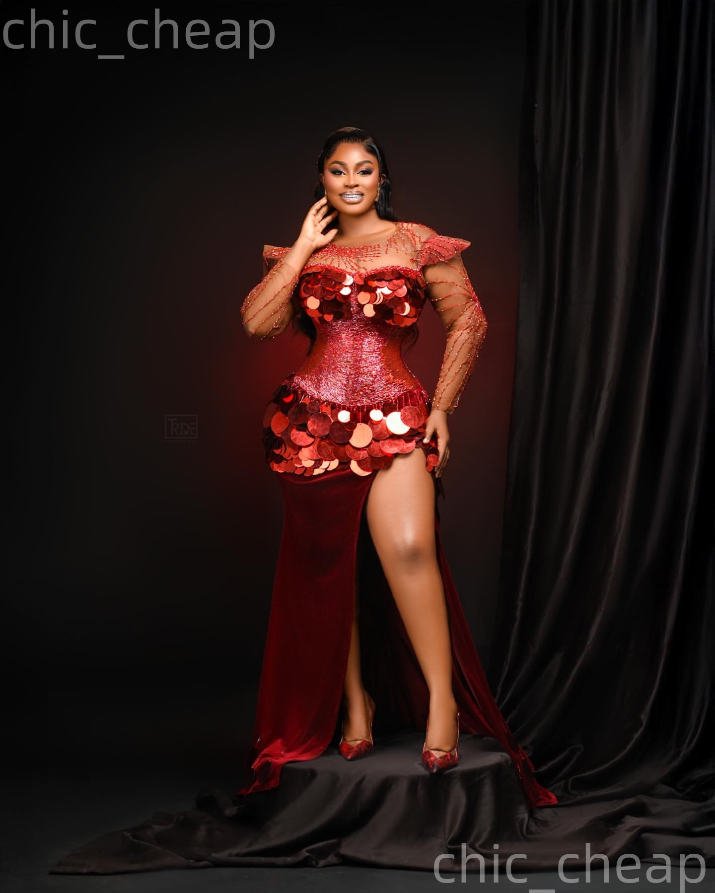 Aso Ebi Dark Red Mermaid Prom Dresses 2026 Beaded Sequins Velvet Evening Formal Party Second Birthday Engagement Gowns Plus Size Dress For Special Occ