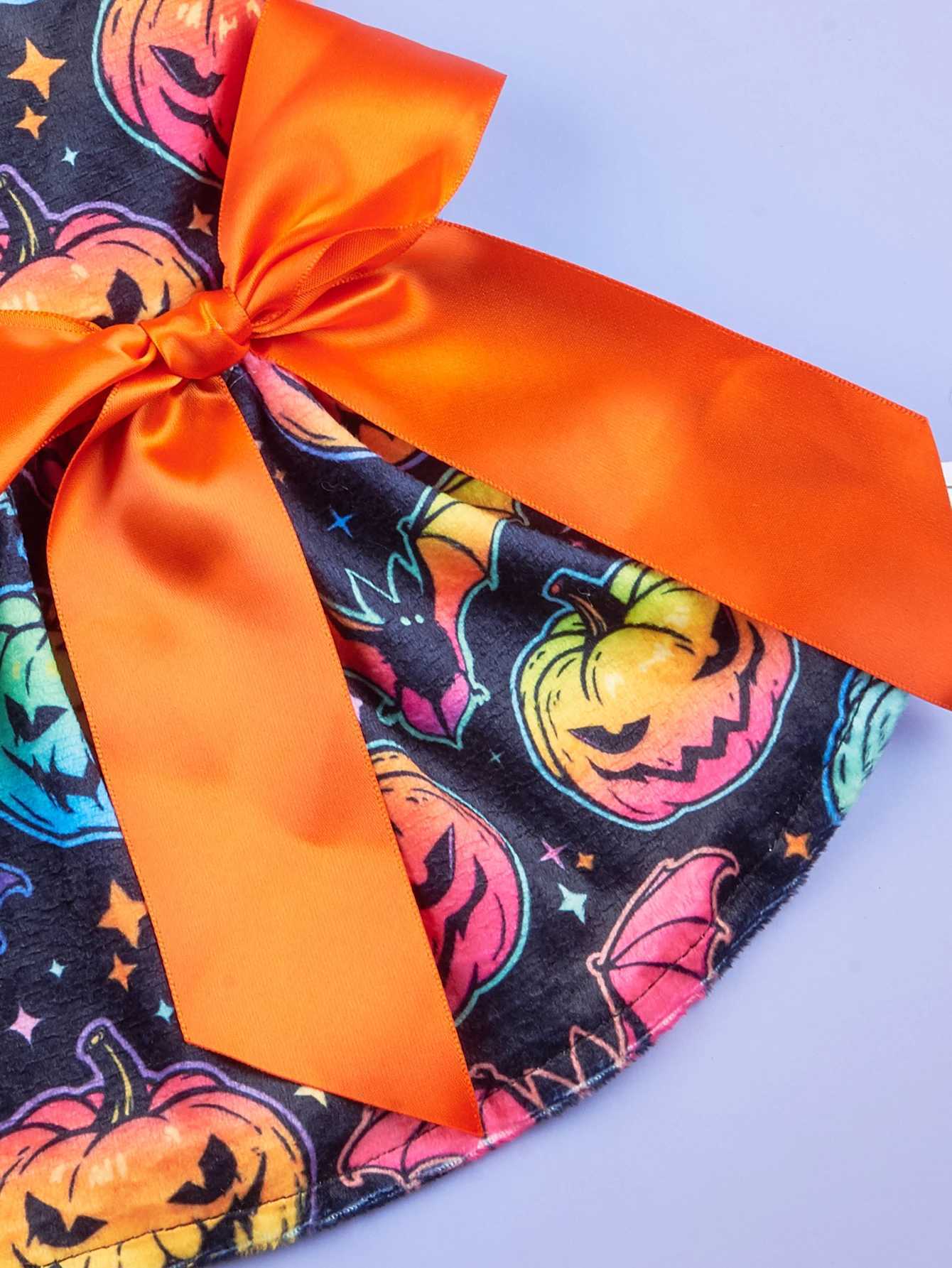 Gradient Color Spooktacular Pet DressHalloween Dog Costume Puppy Dress Doggie Party One Piece with Bowknot Pumkin Cat Vest M251208